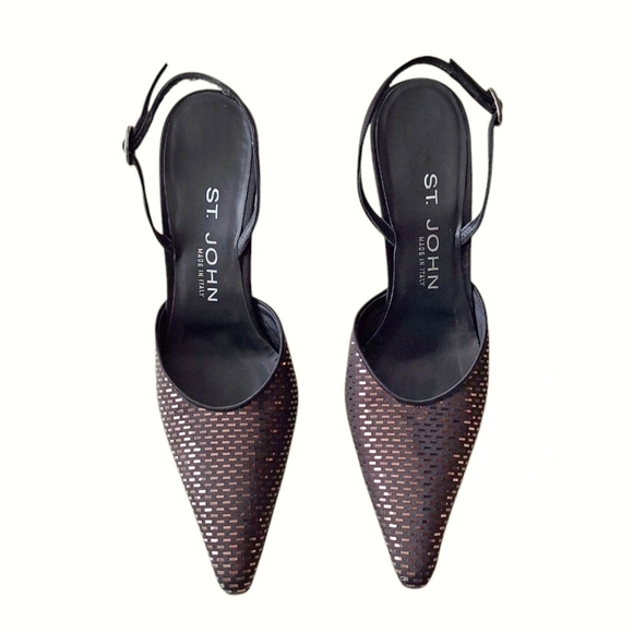 ST John Sparkling Copper and Black Slingback Heels Luxury Occasion Evening 6.5 - Picture 2 of 8